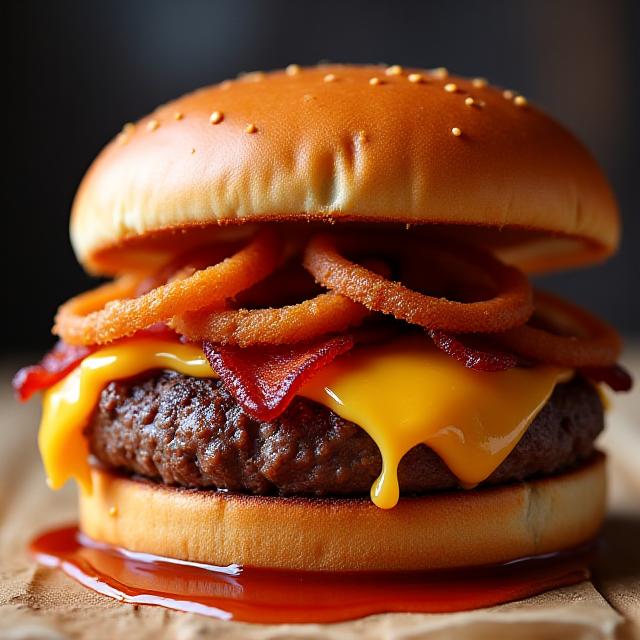 BBQ bacon burger with smashed patty