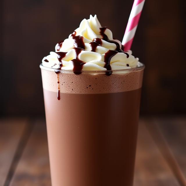 Chocolate protein shake with whipped cream