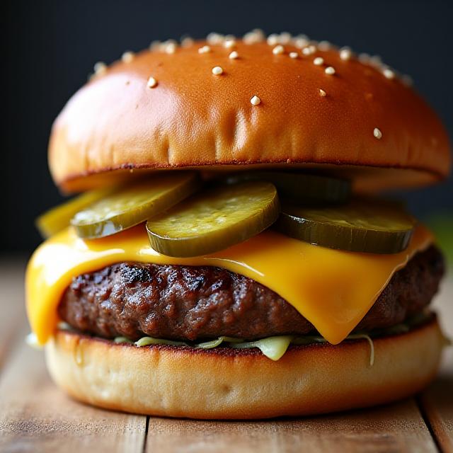 Classic smashed beef burger with caramelized edges and special sauce