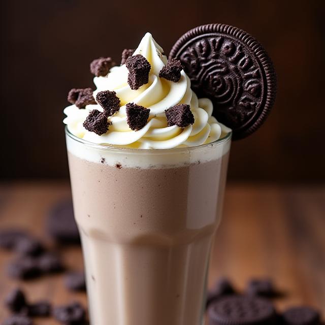 Cookies and cream shake with cookie pieces