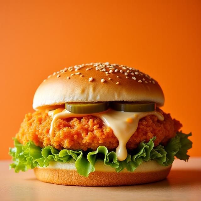 Buffalo chicken burger with hot sauce and ranch