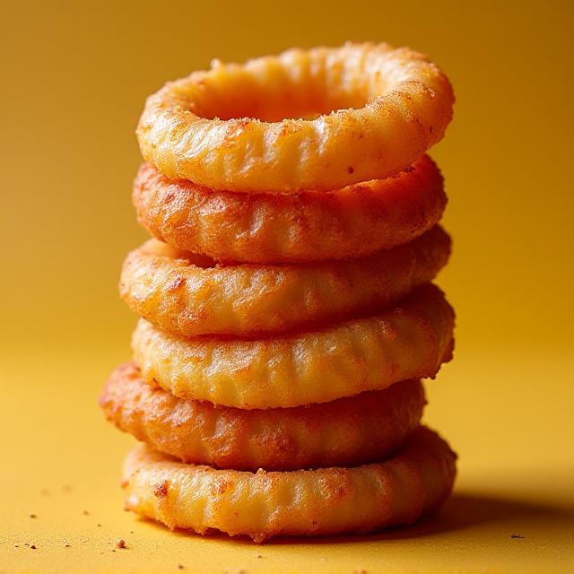 Stack of crispy golden onion rings