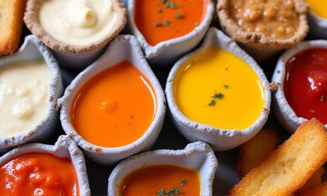 Variety of dipping sauces for fries