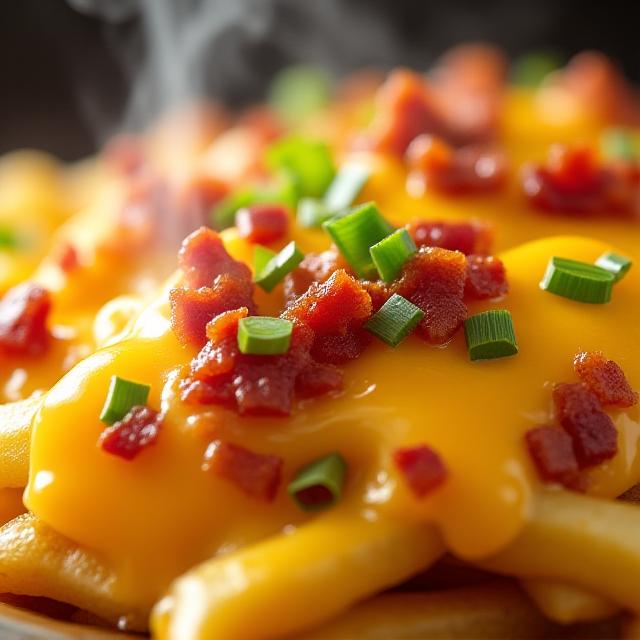 Loaded fries with cheese and bacon