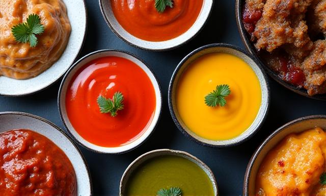 Collection of premium burger and dipping sauces