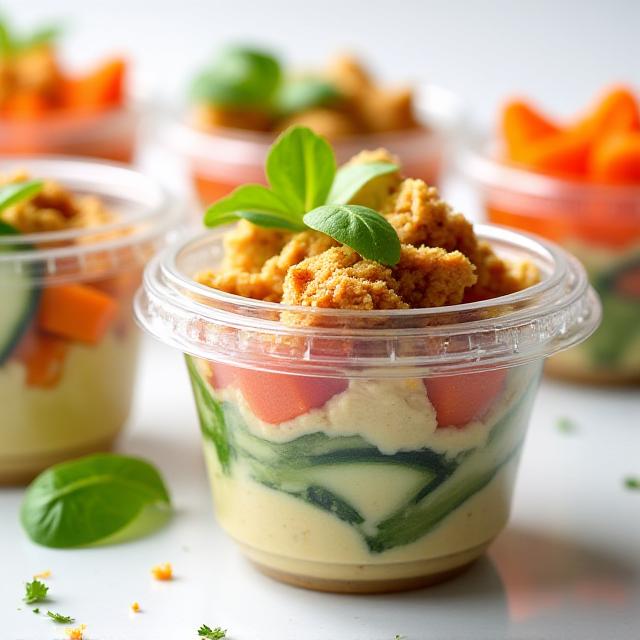 Protein snack cups with chicken and vegetables